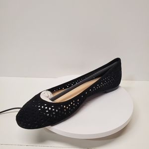 Nine west round toe cut-out slip on black Suede ballet flat